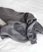 Sweat à Capuche Angel Gris Anthracite Avec Strass Noirs (2)