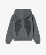 Sweat à Capuche Angel Gris Anthracite Avec Strass Noirs (3)