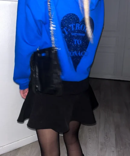 Sweat à Capuche Bleu ROI à Paillettes (3)