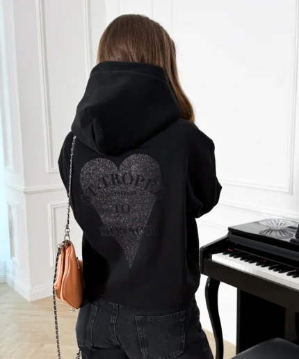 Sweat à Capuche Noir à Paillettes (2)