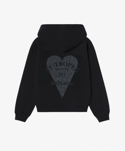 Sweat à Capuche Noir à Paillettes (3)