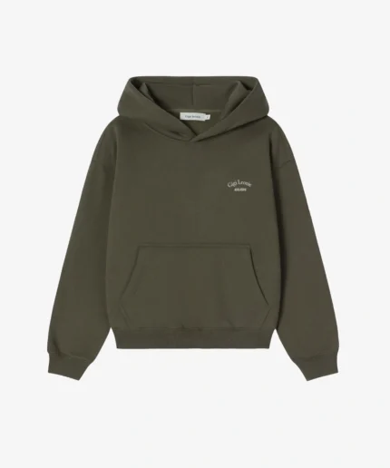 Sweat à Capuche Vert Olive Avec éToile en Strass Noirs (1)