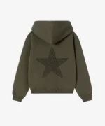 Sweat à Capuche Vert Olive Avec éToile en Strass Noirs (2)