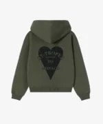 Sweat à Capuche Vert Olive à Paillettes Noires (1)