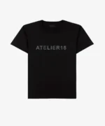 T-Shirt Atelier 16 Noir à Strass Argentés